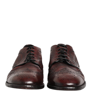 Dolce & Gabbana Bordeaux Leather Lace Up Dress Derby Shoes