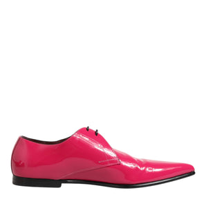 Dolce & Gabbana Pink Patent Leather Lace Up Dress Derby Shoes