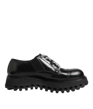 Dolce & Gabbana Black Leather Lace Up Derby Men Dress Shoes