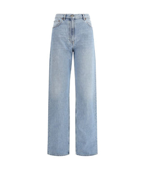 Valentino Light Blue Cotton High-Waisted Jean