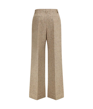 Valentino Beige Fleece Wool Casual Pants