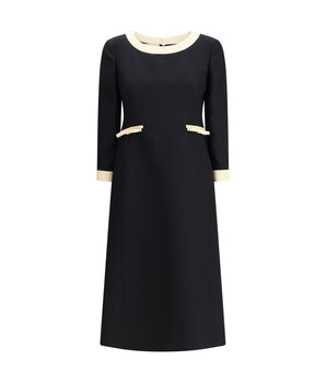 Valentino Black Fleece Wool Casual Dress