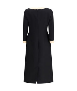 Valentino Black Fleece Wool Casual Dress