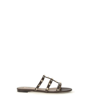 Valentino Garavani Brown Calf Leather Bos Taurus Sandals