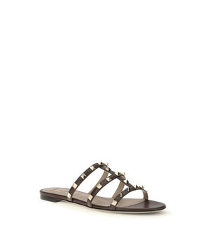 Valentino Garavani Brown Calf Leather Bos Taurus Sandals