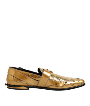 Dolce &amp; Gabbana Gold Leather Monk Strap Dress Formal Shoes