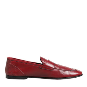 Dolce & Gabbana Red Leather Slip On Dress Men Loafers Shoes