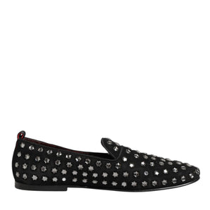 Dolce & Gabbana Black Crystal Embellished Loafers Dress Shoes