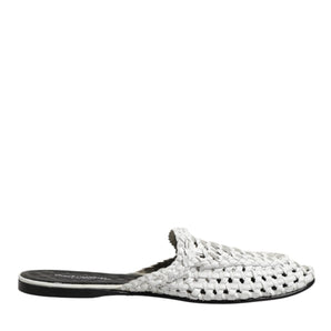 Dolce & Gabbana White Woven Slides MULES Men Sandals Shoes