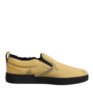 Dolce & Gabbana Yellow Cotton Low Top Slip On Sneakers Shoes