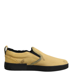 Dolce & Gabbana Yellow Cotton Low Top Slip On Sneakers Shoes