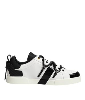 Dolce &amp; Gabbana White Leather Logo Portofino Sneakers Shoes