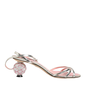 Dolce & Gabbana Pink Embellished Leather Ball-Heel Sandals  Shoes