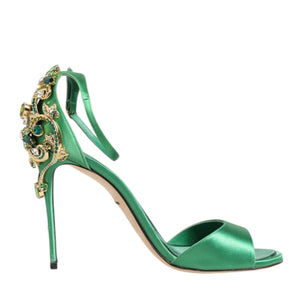 Dolce & Gabbana Green Heels Embellishments Sandals Shoes