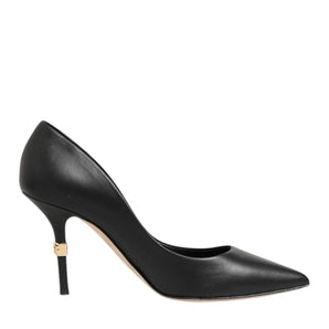 Dolce & Gabbana Black Leather Stiletto High Heels Pumps Shoes