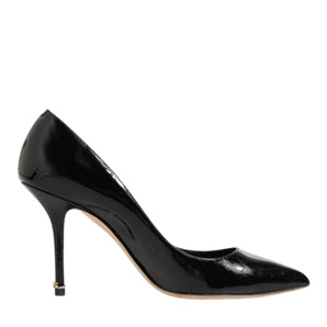 Dolce & Gabbana Black Leather Stiletto High Heels Pumps Shoes