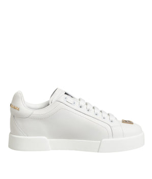 Dolce & Gabbana White DG Leather Low Top Sneakers Shoes
