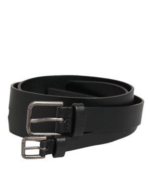 Dolce & Gabbana Black Double Strap Leather Buckle Men Belt