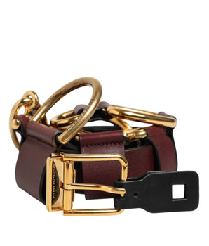 Dolce & Gabbana Brown Key Ring Clip Attachments Buckle Belt