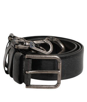 Dolce & Gabbana Black Key Ring Clip Attachments Buckle Belt