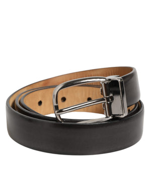 Dolce & Gabbana Black Classic Leather Silver-Tone Buckle Belt
