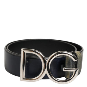Dolce & Gabbana Black Classic Silver Metal DG Logo Buckle Belt
