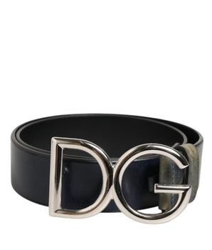 Dolce & Gabbana Black Classic Silver Metal DG Logo Buckle Belt