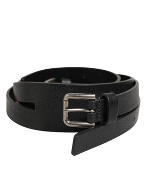 Dolce & Gabbana Black Double Strap Leather Gold Buckle Belt
