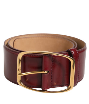 Dolce & Gabbana Burgundy Leather Gold Metal Buckle Women Belt