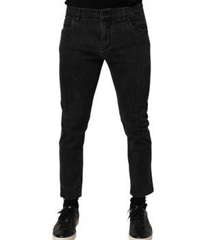 Dolce & Gabbana Dark Gray Cotton Stretch Denim Trouser Jeans