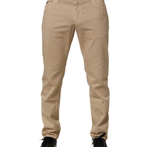 Dolce & Gabbana Beige Cotton Skinny Regular Men Denim Jeans
