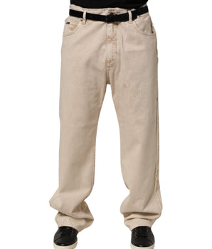 Dolce & Gabbana Beige Cotton Straight Denim Trouser Jeans