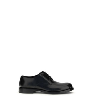 Dolce & Gabbana Black Calf Leather Bos Taurus Oxfords And Derbies