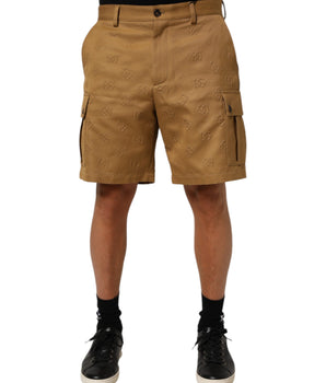 Dolce & Gabbana Brown Cotton Stretch Logo CargoBermuda Shorts