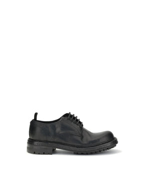 Dolce & Gabbana Black Calf Leather Bos Taurus Oxfords And Derbies