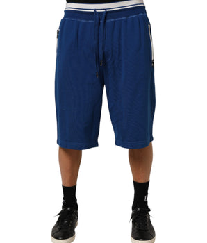 Dolce &amp; Gabbana Blue Cotton Blend Bermuda Sweatpants Shorts