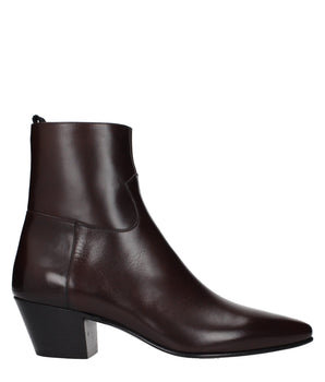 Celine Red Leather Ankle Boots
