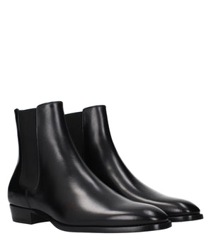 Celine Black Leather Ankle Boots