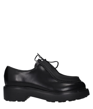 Prada Black Leather Oxfords And Derbies