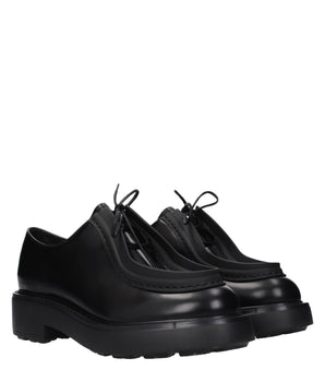 Prada Black Leather Oxfords And Derbies