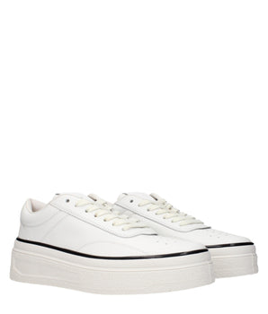 Jil Sander White Leather Platform Sneakers