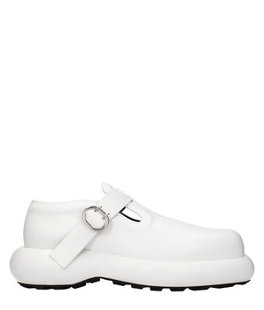 Jil Sander White Leather Slip-On Loafers