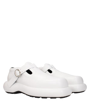 Jil Sander White Leather Slip-On Loafers