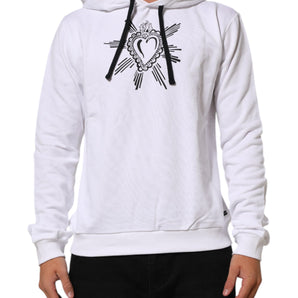 Dolce & Gabbana White Sacred Heart Hooded Sweatshirt Sweater
