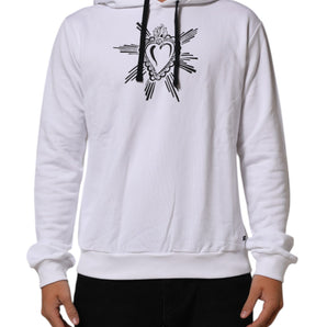 Dolce & Gabbana White Sacred Heart Hooded Sweatshirt Sweater