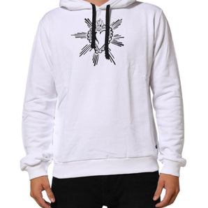 Dolce & Gabbana White Sacred Heart Hooded Sweatshirt Sweater