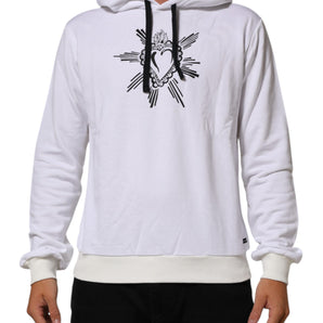 Dolce & Gabbana White Sacred Heart Hooded Sweatshirt Sweater