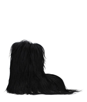 Rick Owens Black Fur Ankle Boots