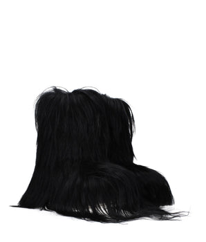 Rick Owens Black Fur Ankle Boots