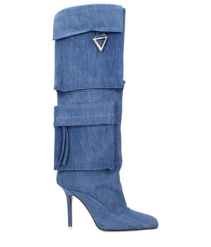 The Attico Light Blue Fabric Boots